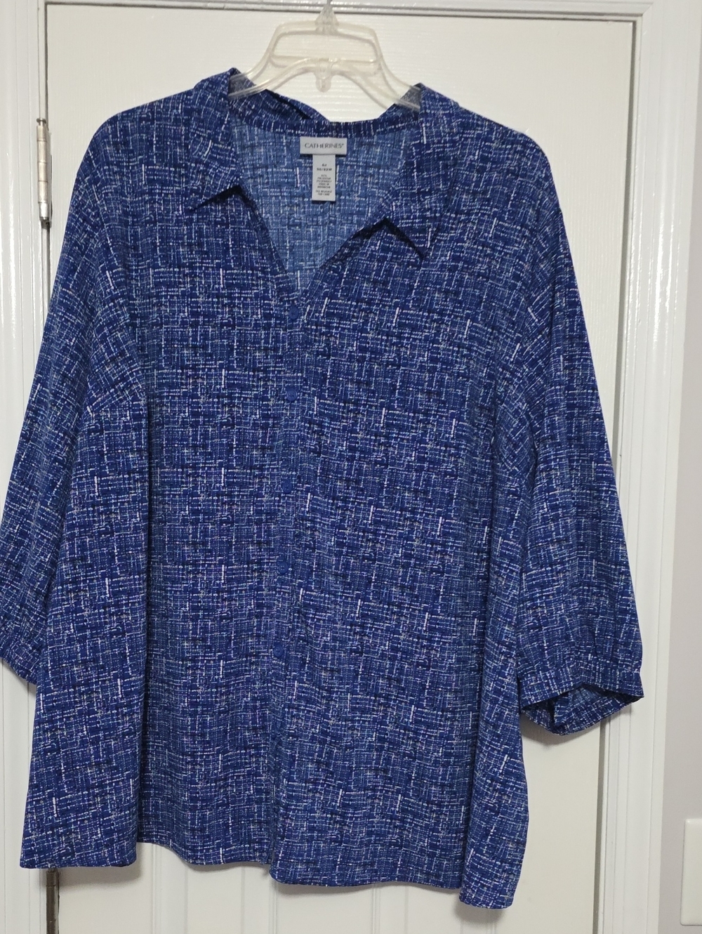 Catherines Blue & White Textured Button Shirt
